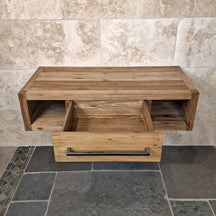 Hängeschrank für Bad aus recyceltem Teakholz, Wandmontage, naturfarben, Komodo, Badgestaltung, Maße 120x53x40 cm
