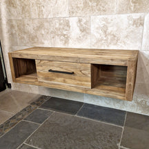 Hängeschrank für Bad aus recyceltem Teakholz, Wandmontage in natürlichem Design, von Komodo, Maße 150x53x40 cm