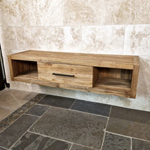 Hängeschrank für Bad aus recyceltem Teakholz, Wandmontage, naturfarben, von Komodo, Maße 180x53x40cm, stilvolle Badgestaltung