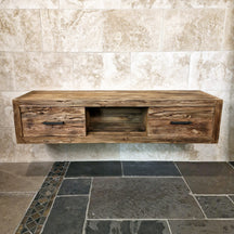 Rustikaler Bad-Hängeschrank aus Teakholz von Komodo, handgefertigt, mit Maßen 180x53x40cm, ideal für stilvolle Badgestaltung
