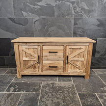 Lombok Badezimmerschrank aus Teak oder Altholz, 156x50x80 cm, stilvolle Badgestaltung mit natürlichem Holzdesign