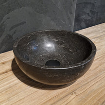Rundes, glattes Aufsatzwaschbecken aus Naturstein von MOSKAU für Badgestaltung, in verschiedenen Größen, 35 cm Durchmesser.