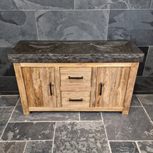 Madura Badezimmermöbel mit Waschtisch aus Blaustein, Unterschrank in modernem Design, in verschiedenen Größen erhältlich