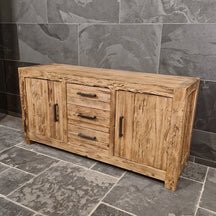 Rustikaler Unterschrank aus Teakholz für Badezimmer, Manado Badgestaltung, mit natürlicher Holzmaserung und robustem Design
