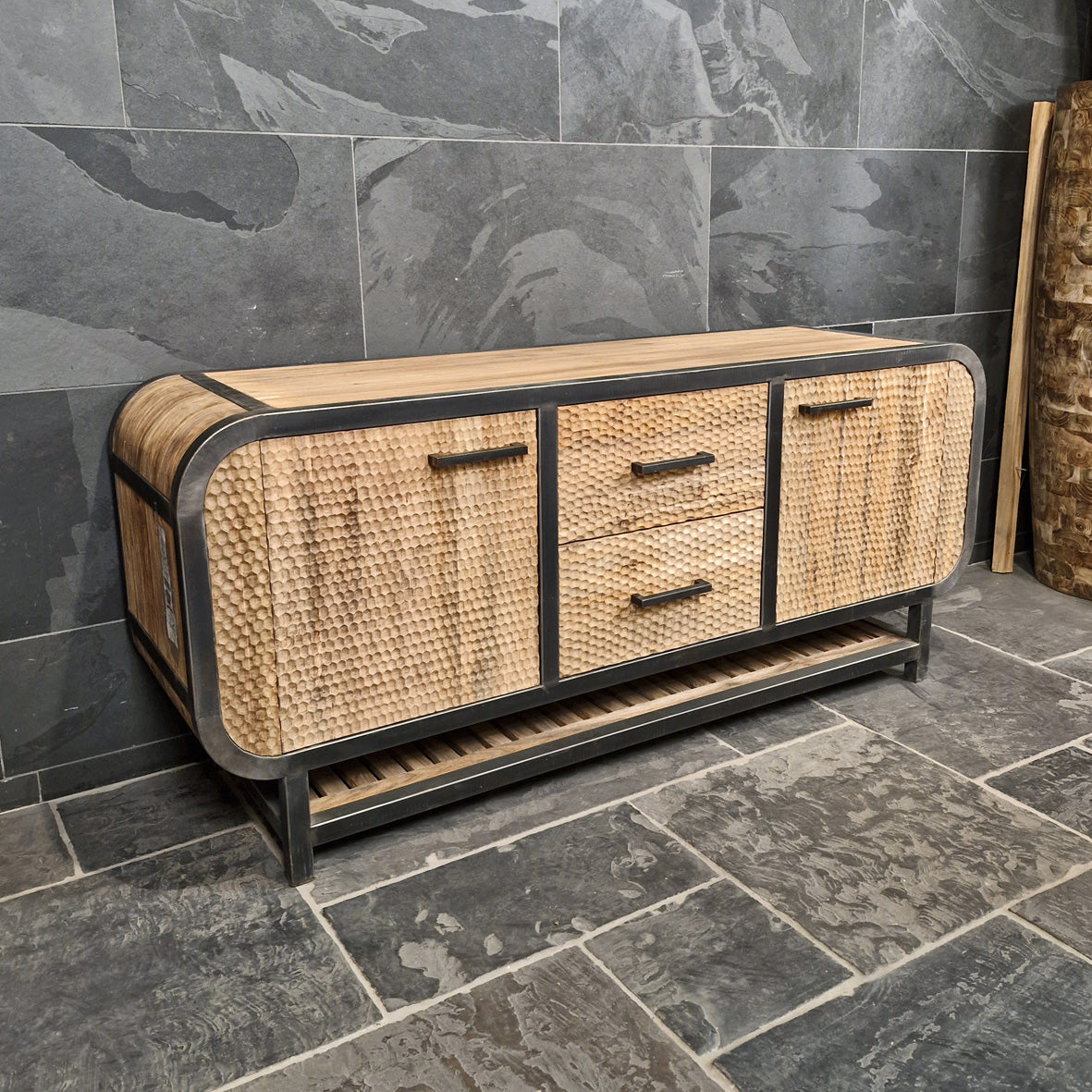 Badezimmer-Unterschrank im Retro-Stil | Aus recyceltem Teakholz | Model 6