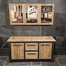 Massiver Badunterschrank aus Teakholz von Metal Look, Modell 8, mit 80 cm Breite und modernem Design.