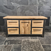Moderner Badunterschrank aus Teakholz von Metal Look, 186x55x80cm, nachhaltiges Material, zeitloses Design, Modell 9