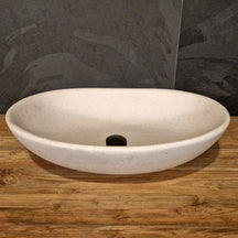 Aufsatzwaschbecken aus Mineralguss im gebrochenen weißen Terrazzo-Design, 60x40x15cm, für moderne Badgestaltung.