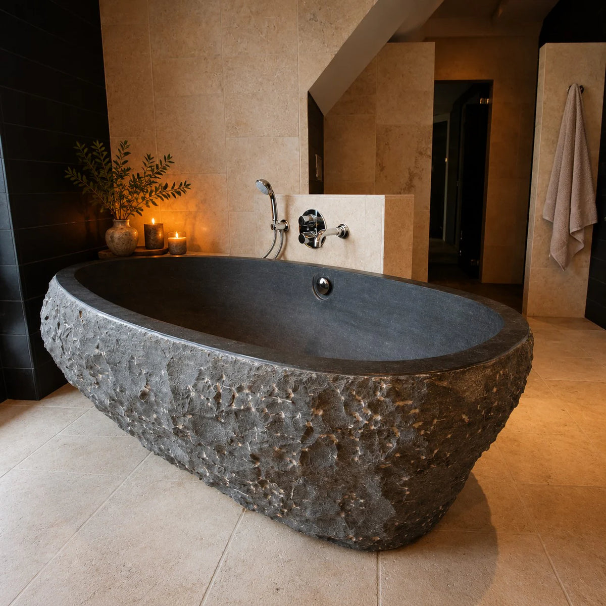 Badewanne freistehend | Blaustein | 58 cm