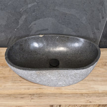 Aufsatzwaschbecken aus Flussstein, Naturstein, Unikate, 57x38x16cm, für Badgestaltung, von FLUSSSTEIN