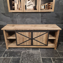 Teakholz Unterschrank für Bad, langlebige Badkommode von OTARA mit natürlichem Holzdesign, Maße 186x55x80cm