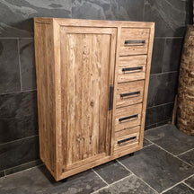 Hochschrank für Badgestaltung von PELEMSEWU, recycelt und nachhaltig, 140 cm hoch, 100 cm breit, 40 cm tief, aus umweltfreundlichem Material
