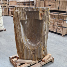 Standwaschbecken aus versteinertem Holz von Zakynthos, 58x44x91 cm, mit Platz für Hahnloch, für Badgestaltung.