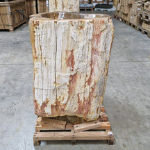 Standwaschbecken aus versteinertem Holz von Zakynthos, 58x44x91 cm, mit Platz für Hahnloch, rustikale Badgestaltung