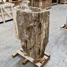Standwaschbecken aus versteinertem Holz, 60x39x90 cm, Zakynthos Badgestaltung, einzigartiges Fossilholz-Design