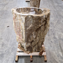 Standwaschbecken aus versteinertem Holz, 60x39x90 cm, Zakynthos Badgestaltung, handgefertigt, natürlicher Holzlook
