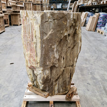 Standwaschbecken aus versteinertem Holz von Zakynthos, 60x39x90 cm, mit natürlicher Holzmaserung für Badgestaltung.