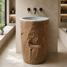 Standwaschbecken Flussstein | 57 x 49 x 90 cm | Naturstein | Badgestaltung