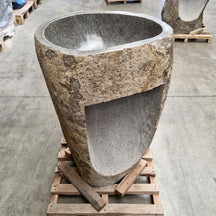 Standwaschbecken aus Flussstein von Rhodos, 56 x 47 x 90 cm, für moderne Badgestaltung, natursteinoptik