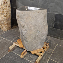 Standwaschbecken aus Flussstein, Rhodos Badgestaltung, 70 x 53 x 90 cm, naturstein, elegantes Badezimmer-Design