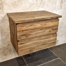Hängeschrank aus Teakholz, 65x48x44 cm, modernes Badmöbel von RIAU mit stilvoller Badgestaltung.
