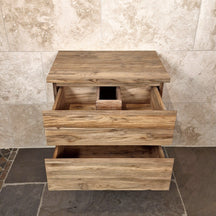 Hängeschrank aus Teakholz, 65x48x44 cm, modernes Badmöbel von RIAU mit stilvollem Design für Badezimmer.