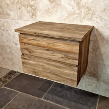 Hängeschrank aus Teakholz von RIAU, 65x48x44 cm, modernes Badmöbel mit stilvoller Holzoptik, ideal für Badgestaltung.