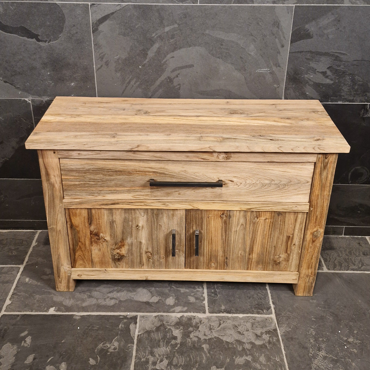 Unterschrank aus Teakholz für Badgestaltung, natürlicher Badezimmer-Unterschrank von RINCA, 106x50x80cm, schlicht und robust