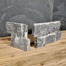 Muster Rocks Verblender aus Kalkstein in Schwarz, Naturstein Muster, rechteckiges Eckstück für Wandgestaltung