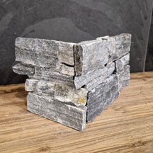 Muster Rocks Verblender aus Quarzit Blau, Naturstein, mit dekorativem Muster, seitliche Ansicht, robuste und elegante Wandverkleidung