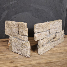 Muster Rocks Verblender aus Granit Naturstein, detailreiche Musterung, Ecke Ansicht, robuste und natürliche Steinverblendung.