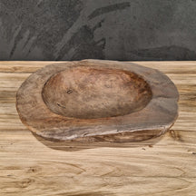 Deko-Schale aus Teakholz in verschiedenen Größen für Badgestaltung, Maße 29x26x6 cm, natürliche Holzoptik