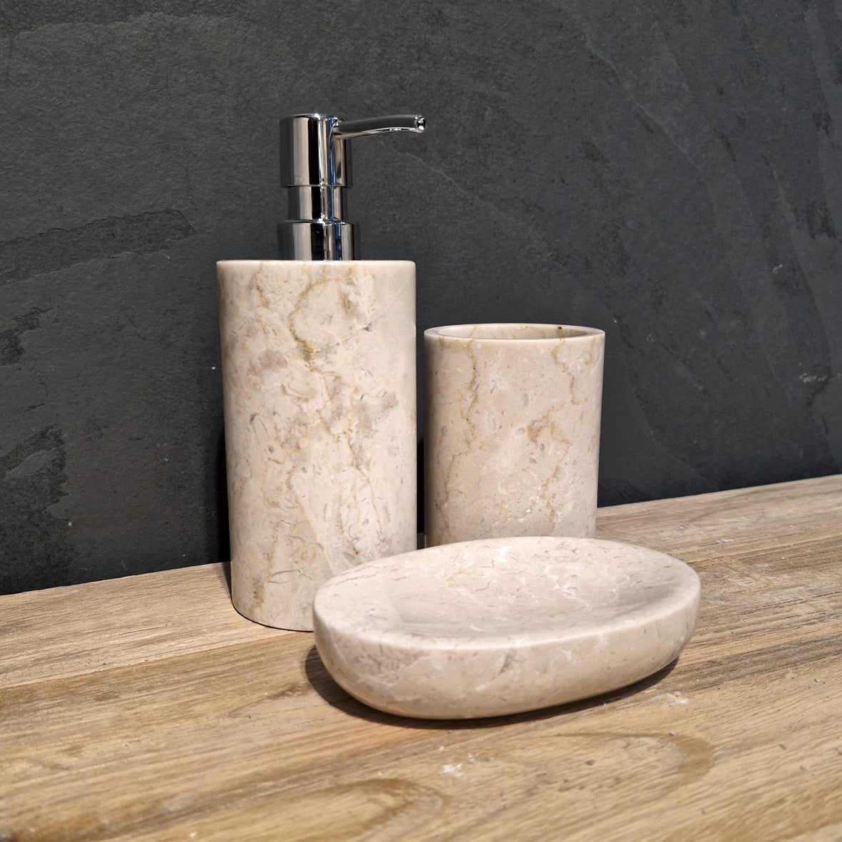 Beiger Marmor | Gerade | 3-teiliges Set