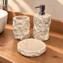 Beiger Marmor | Grob gehämmert | 3-teiliges Set