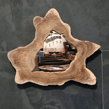Wandspiegel Badspiegel aus recyceltem Teakholz, rechteckig, Maße 60x50x3 cm, von Baumstumpf, für Badgestaltung
