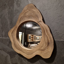 Wandspiegel Badspiegel Baumstumpf, rechteckig, mit Holzrahmen, verschiedene Größen, für moderne Badgestaltung