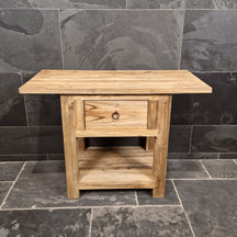 Unterschrank aus Teakholz für Badezimmer, naturbelassenes Design, von Sulawesi, Maße 112x45x80cm, modernes Badmöbel im Naturstil