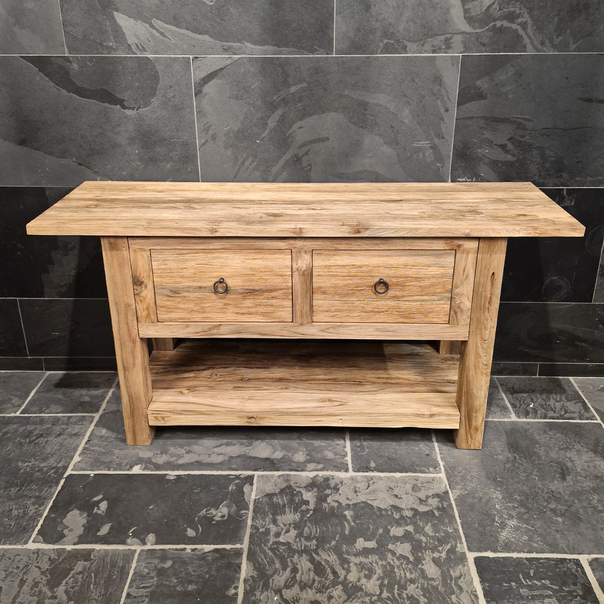 Unterschrank aus Teakholz von Sulawesi, Badezimmermöbel im Naturstil, 160x50x80cm, modernes Baddesign
