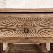 Unterschrank mit Carving-Schublade aus recyceltem Teakholz, Badgestaltung, Sulawesi, 80x55x80cm, elegantes Design