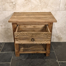 Unterschrank mit Carving-Schublade aus recyceltem Teakholz, Sulawesi 1, für Badgestaltung, 80x55x80cm