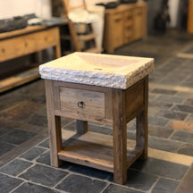 Kleiner Unterschrank mit Waschtisch Aus recyceltem Teakholz gefertigt | 87 cm