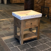 Kleiner Unterschrank mit Waschtisch Aus recyceltem Teakholz gefertigt | 87 cm