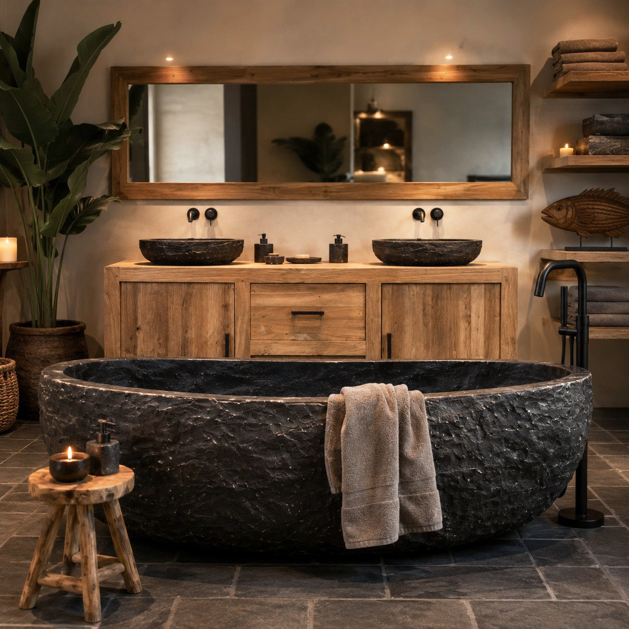 Badewanne freistehend | Blaustein | 180 oder 200 cm