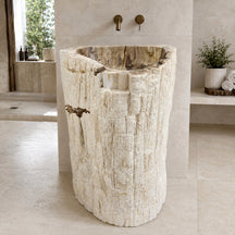 Standwaschbecken Versteinertes Holz | 58 x 46 x 90 cm | Badgestaltung