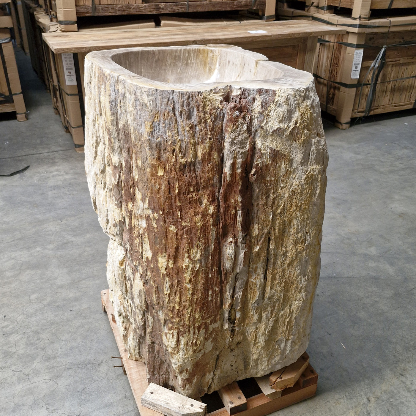 Standwaschbecken Versteinertes Holz | 65 x 55 x 90 cm | O6 - Badgestaltung