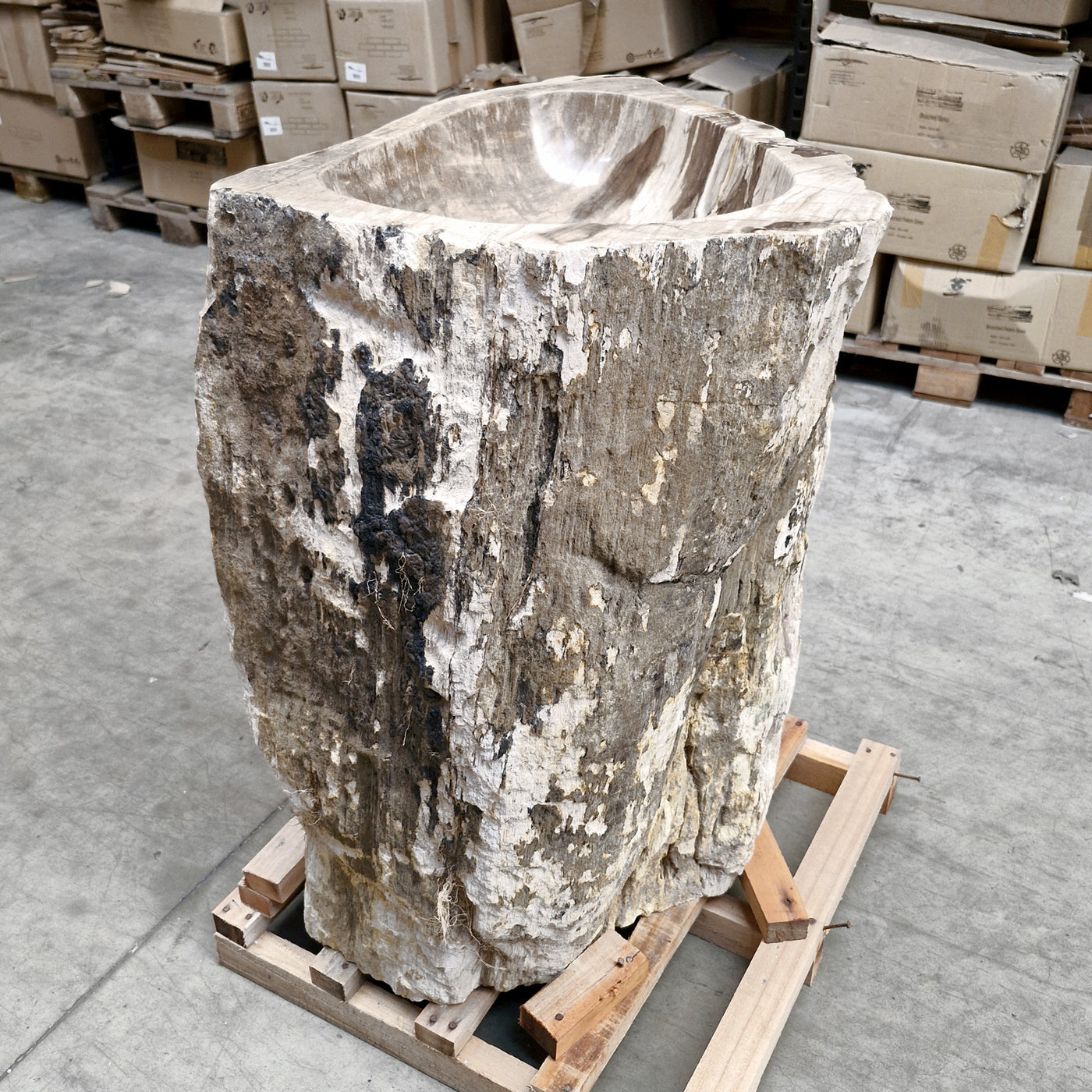 Standwaschbecken Versteinertes Holz | 67 x 56 x 90 cm | O5 - Badgestaltung