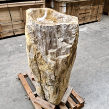 Standwaschbecken aus versteinertem Holz, 87x47x90 cm, Zakynthos Badgestaltung, edles Holzdesign, detailreiche Oberfläche