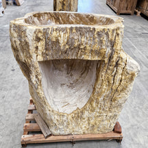 Standwaschbecken aus versteinertem Holz von Zakynthos, 87 x 47 x 90 cm, für elegante Badezimmergestaltung.