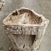 Standwaschbecken aus versteinertem Holz, 58x46x90 cm, Zakynthos Badgestaltung, naturbelassenes Holzdesign