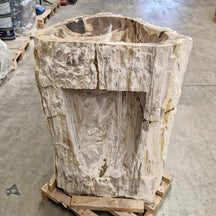 Standwaschbecken aus versteinertem Holz, 58x46x90 cm, Zakynthos Badgestaltung, elegantes Naturmaterial für Badezimmer.